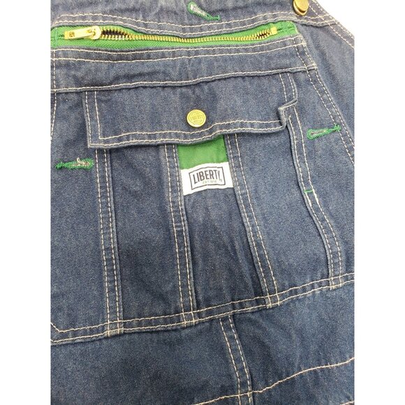 Liberty Overalls Mens Blue Canvas Bib Distress Carpenter Work Wear Size 42X30 - Picture 2 of 16
